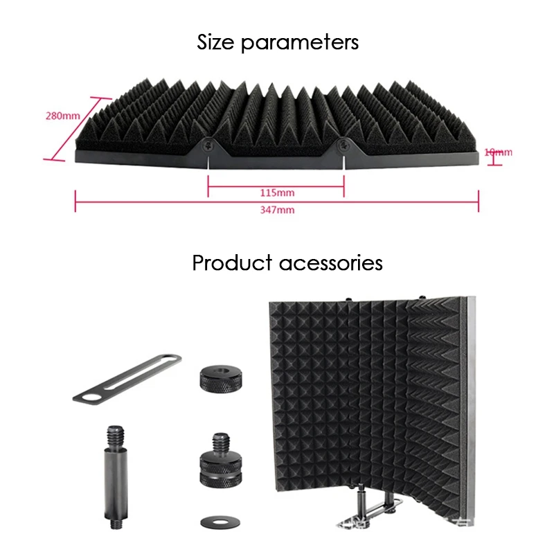 

HFES Recording Microphone Wind Screen Board Sound-Absorbing Cover Microphone Sound Insulation Screen Sound-Proof Plate
