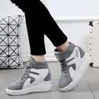 Женские замшевые ботинки на платформе, на танкетке, со скрытым каблуком, Осень-зима 2020