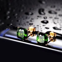 black angel 18k rose gold green tourmaline square emerald gemstones cz stud earrings for women jewelry dropshipping ornaments