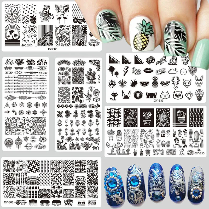 

1Pcs Nail Stamping Plates Fashion Flamingo Pineapple Cactus Flower Christmas Steel Stamp Template Nail Polish Stencils