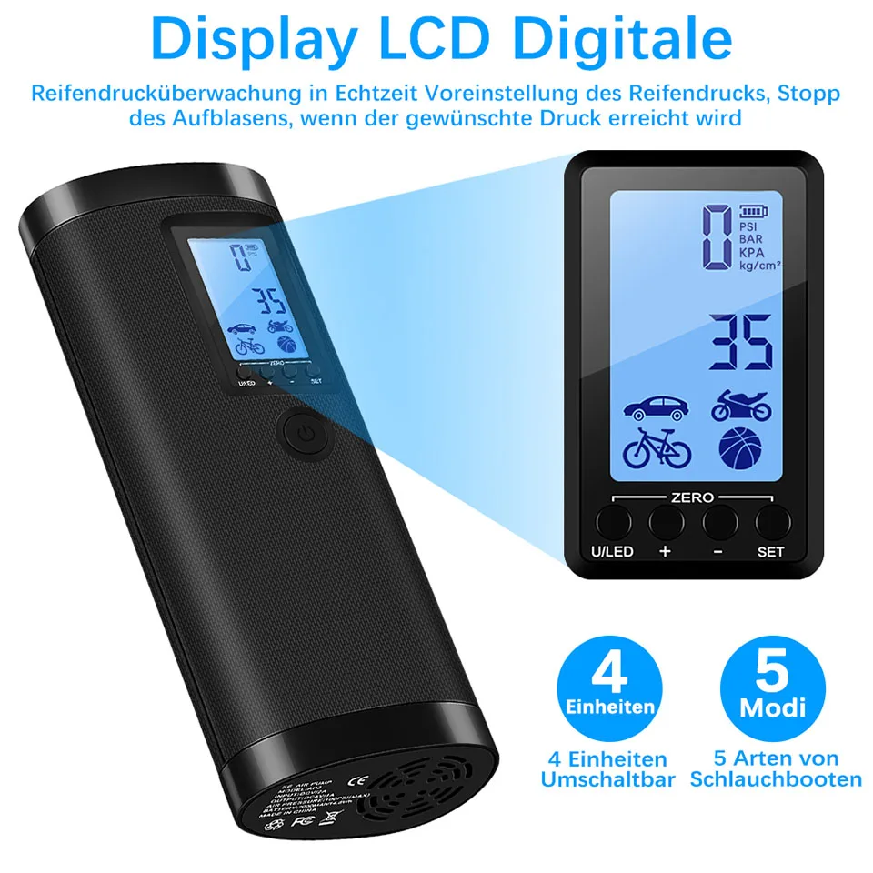 Электрический воздушный насос для мячей автомобиля и велосипеда умный цифровой