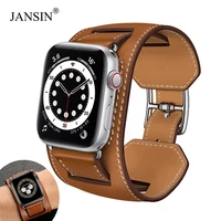 jansin leather loop band for apple watch series 6 5 4 3 2 se 38mm 42mm bracelet strap for iwatch series 4 40mm 44mm accessories
