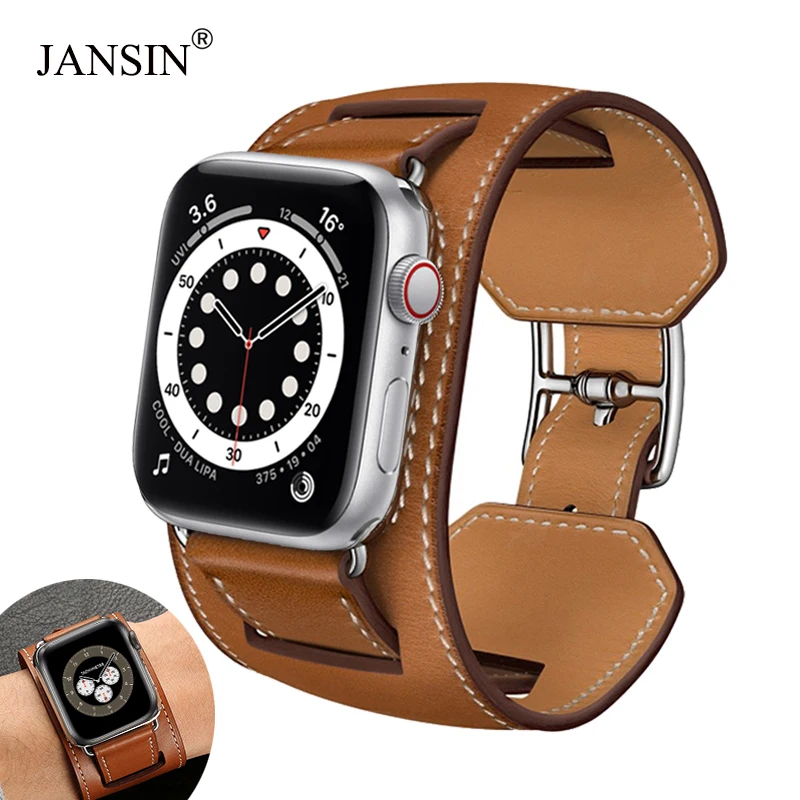Кожаный ремешок JANSIN для Apple Watch Series 6 5 4 3 2 SE 38 мм 42 браслет iWatch 40 44