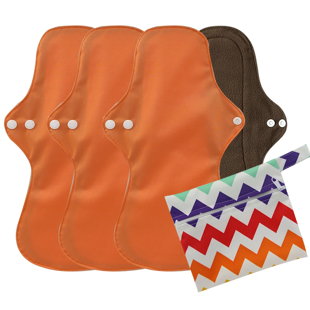 

Bamboo Menstrual Pads Heavy Flow Sanitary Pads Washable Mama Sanitary Towel Pad 4pcs Extra Large Reusable Organic With 1Wet Bag