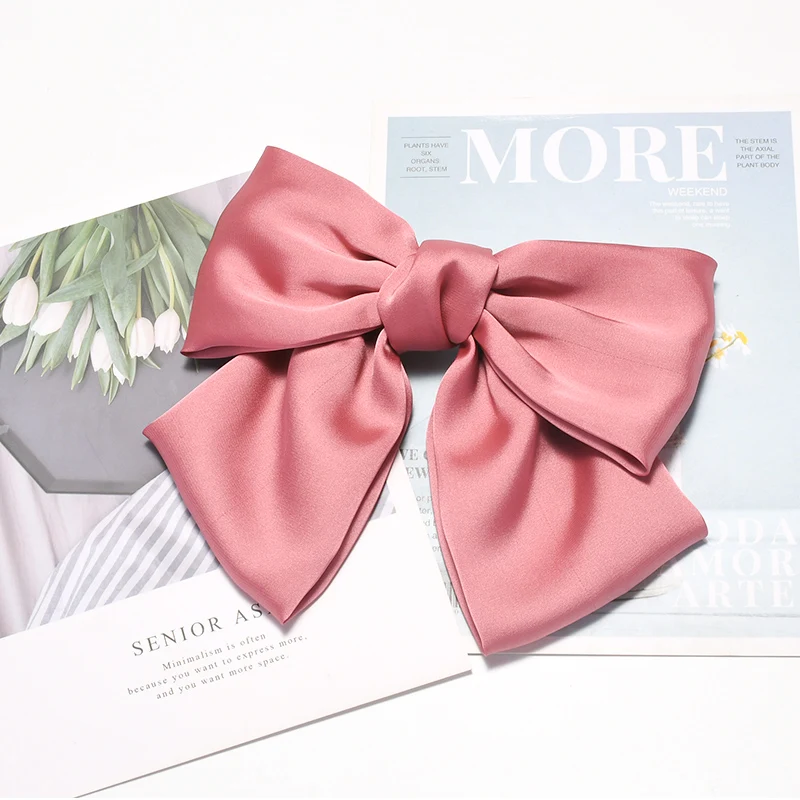 Новая модная лента с большим бантом женская заколка для волос Женская атласная