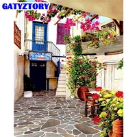 gatyztory painting by numbers kits for adults 60x75cm frame greece landscape oil paint by number modern home wall art photo