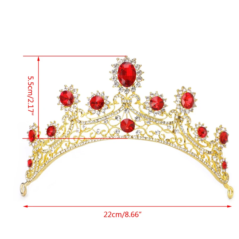 Свадебная Золотая красная тиара Стразы для невесты повязка на голову корона