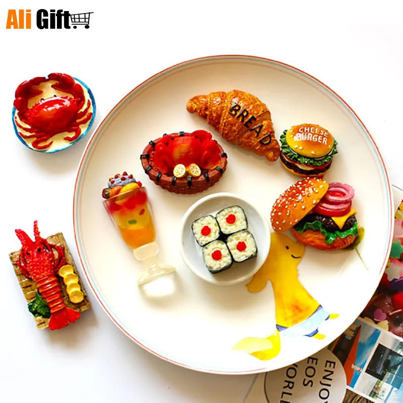 Креативные 3D Магнитные наклейки на холодильник пищевые магнитные