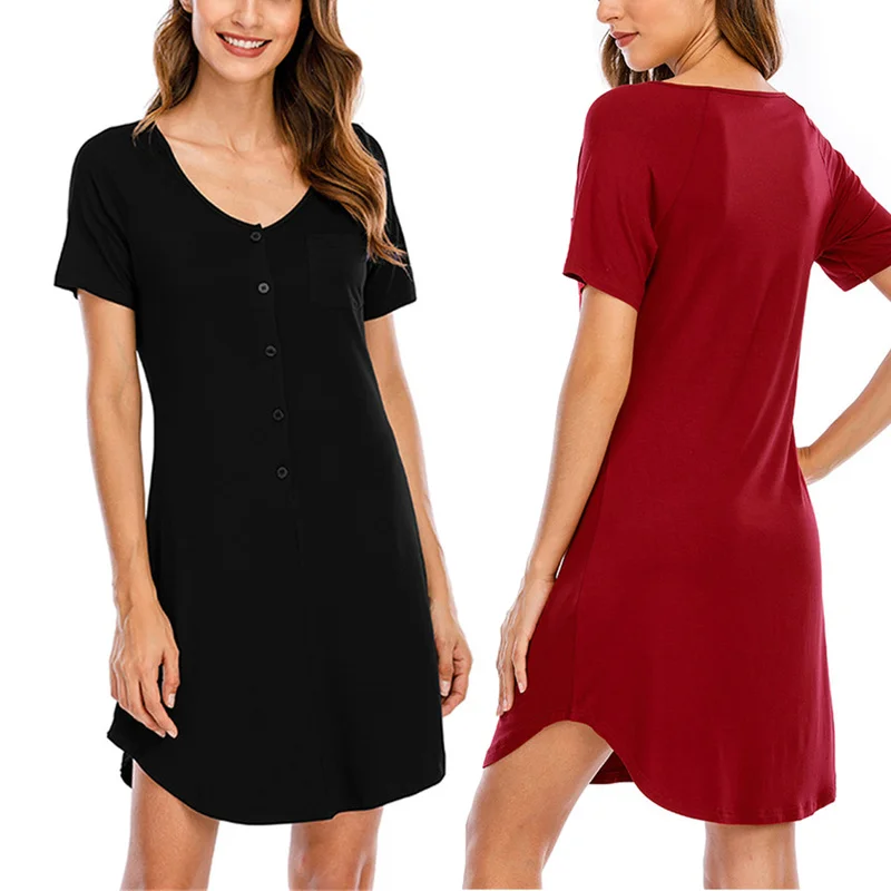 

Maternity Pajamas Nightgown Pregnant Women Sleepshirts Female Sexy Sleepwear Breastfeeding Nightdress Short Sleeve Nightwear