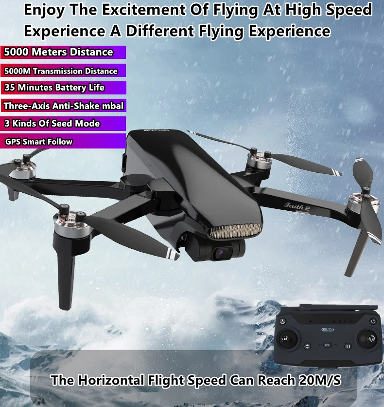 

GPS Smart Follow Folding RC Drone 4K HD Lens Three-axis PTZ Brushless Motor 5KM Image Transmission Distance Electric Helicopter