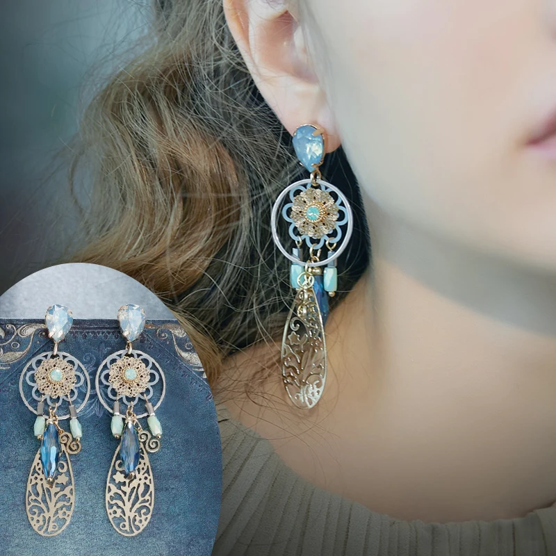MWsonya модные корейские Металлические ретро серьги с кристаллами элегантные