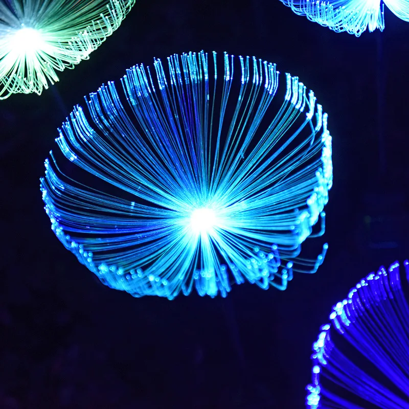 

2PCS Outdoor Solar Jellyfish Light Led Fiber Optic Colorful Garden Landscape Light Garden Fence Terrace Decoration Christmas