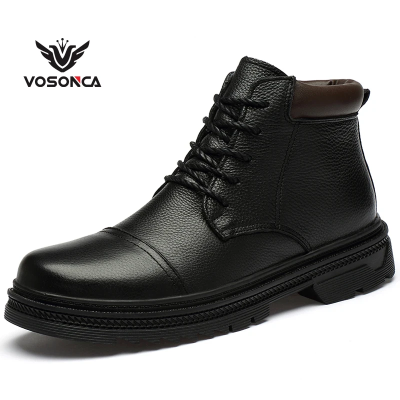 

VOSONCA/мужские ботинки; ботинки в винтажном стиле из воловьей кожи; Мужская обувь; повседневные Модные Ботинки martin с высоким вырезом; Повседне...