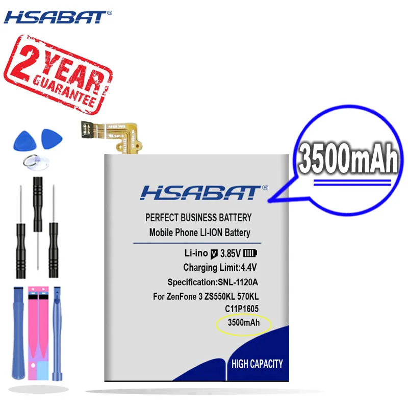 Новое поступление [HSABAT] 3500mAh C11P1605 Сменный аккумулятор для ASUS ZenFone 3 ZS550KL 570KL Z01FD |