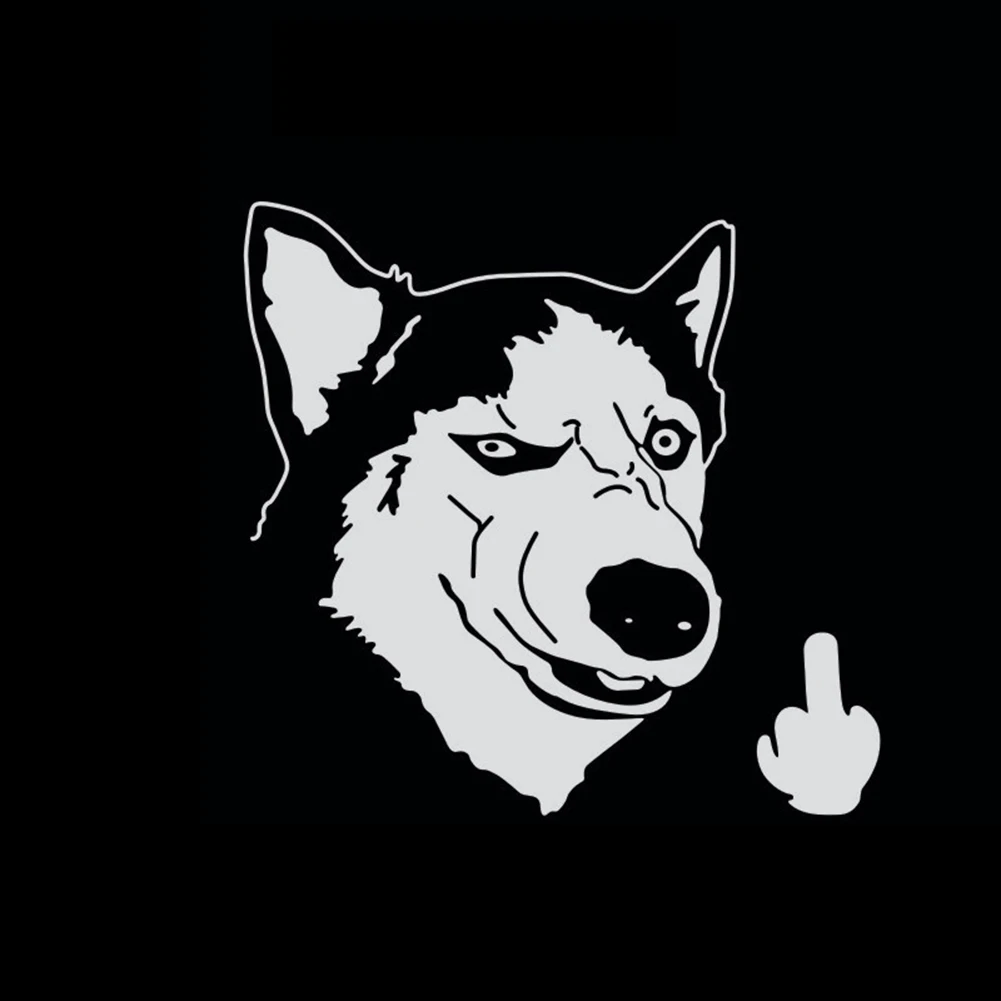 

Funny Cool Serious Husky Dog Flipping Finger Car Truck SUV Laptop Sticker Decal car sticker