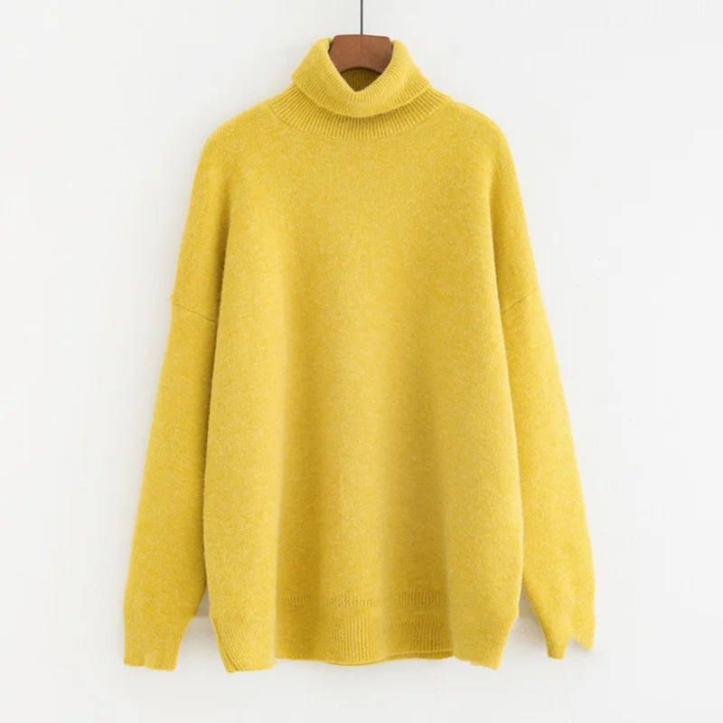 

Women's Turtleneck Sweaters 2020 Thick Warm Pullover Cashmere Jumper Soft Oversized Knitwear Sweater Korean Women Jumpers