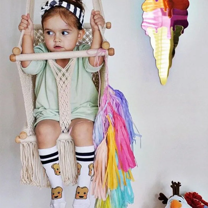 Модные детские носки-трубки с изображением молочного лебедя милые брендовые