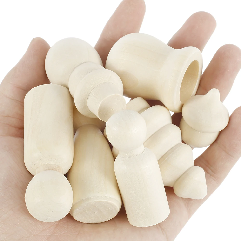 53PcsSolid твердых пород дерева людей разных Размеры естественные необработанные