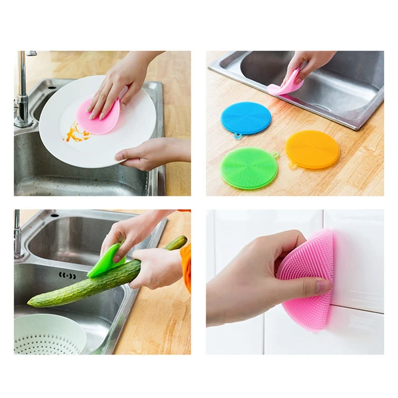 Многофункциональная щетка для чистки кухни силиконовая мытья посуды круговая