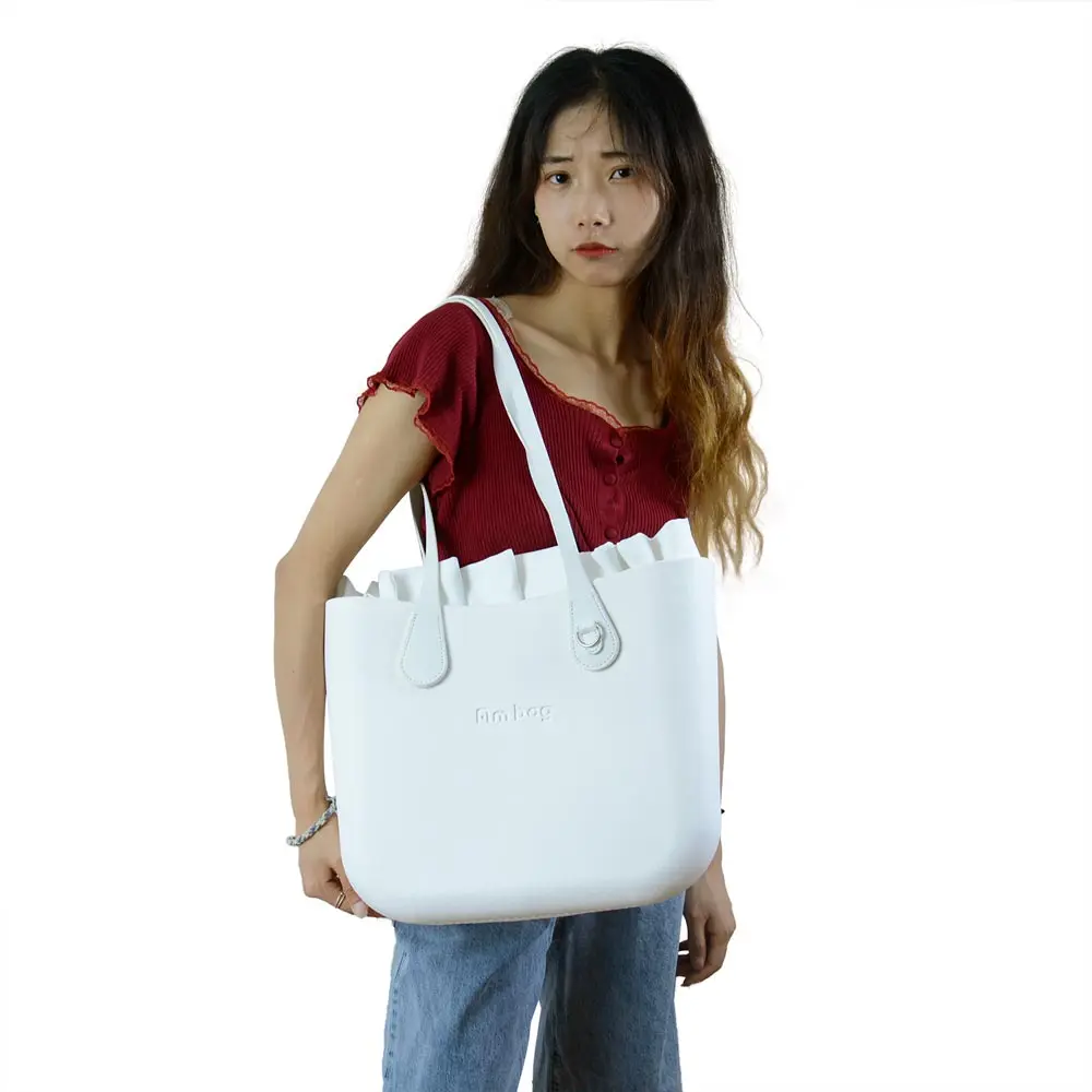 Ambag Obag O Bag Style DIY Classic Big EVA with Zip-Up Pure Color Inner Colorful Long PU Leather Handles Women EVA Purse Handbag