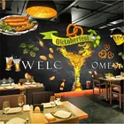 Европейская и американская Ручная роспись Доска пиво барбекю Ресторан настенная бумага 3D снэк-бар промышленный Декор настенная бумага