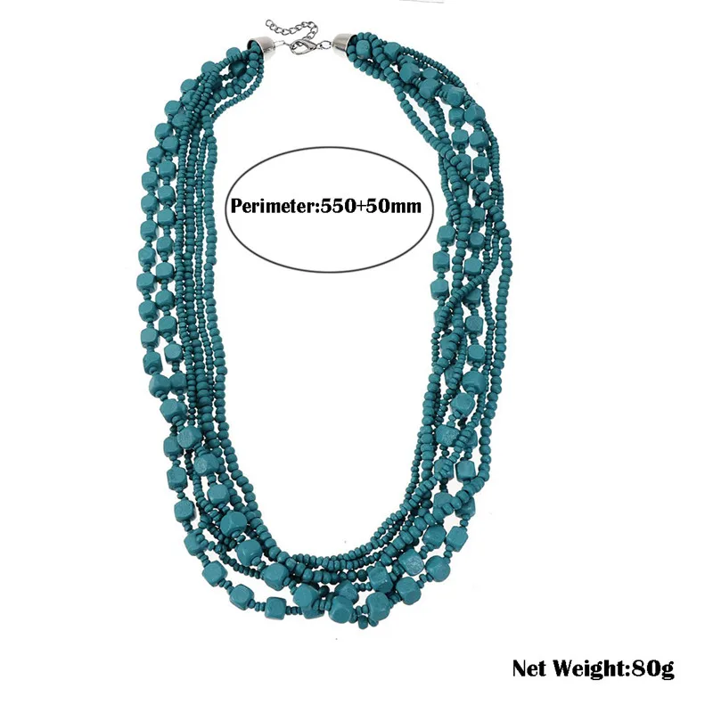 Деревянные бусы ручной работы Многослойное ожерелье 7 цветов длинное массивное s