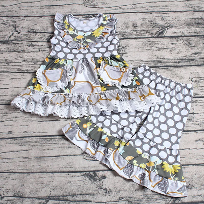 

Free shipping instock baby girl spring summer outfit polka dot baby outfit girl clothing set boutique baby summer outfit clothes