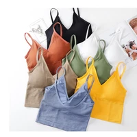 summer tank tube tops bra sexy womens seamless crop top underwear female brassiere lady lingerie with removable padded camisole