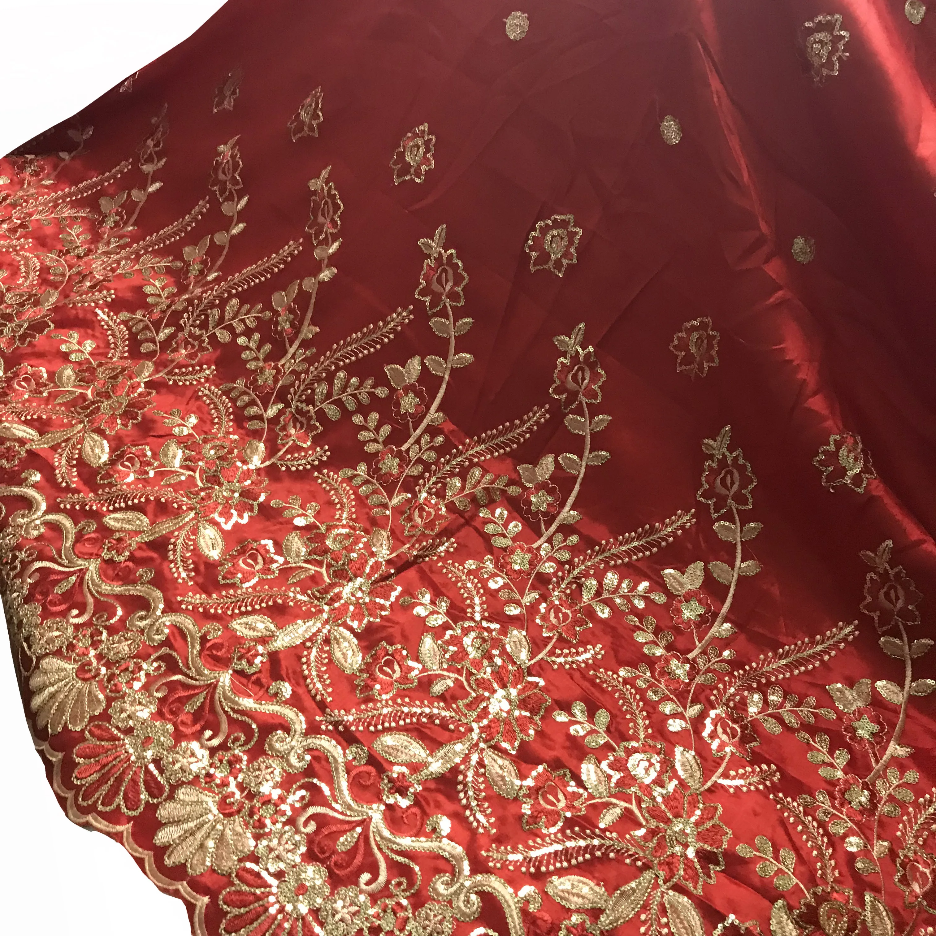 Новое поступление 5 ярдов красное нигерийское кружево 2020 африканские блестки