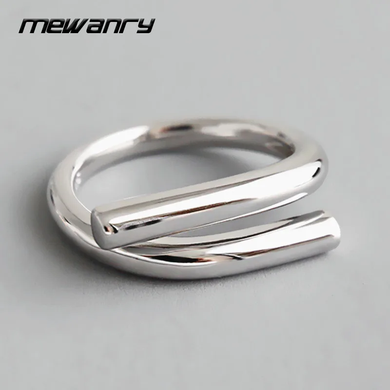 

Mewanry серебро 925 пробы One Word глянцевое плетеное парное кольцо модный Креативный дизайн элегантные вечерние ювелирные изделия подарок для жен...