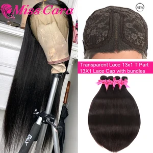 Прямые перуанские пряди волос с застежкой, 100% человеческие пряди Remy с передними переплетениями волос с прозрачной крышкой 13x1 T