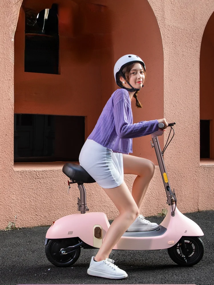 

GY Mini Electric Car Small Ladies Foldable Scooter for Work Little Dolphin Battery Car Two-Wheel Scooter
