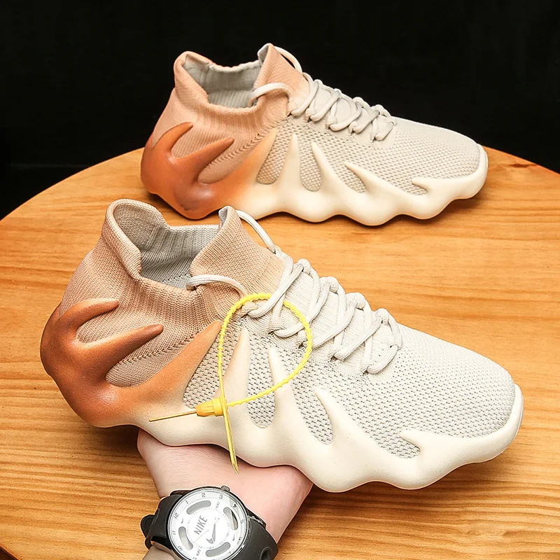 

2021 volcanic bottom coconut shoes 450 small cage bag gradient color casual sneakers breathable fly woven eight claw men's shoes