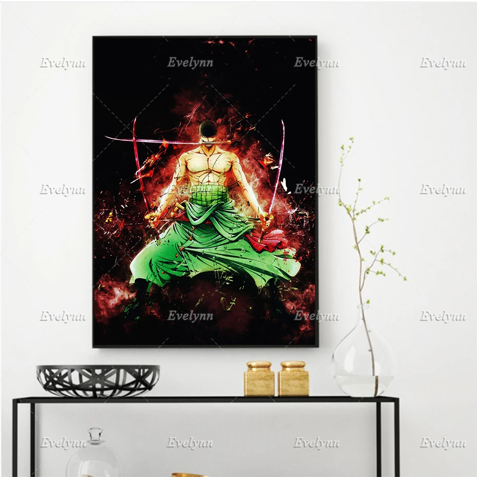

Anime Poster One Piece Zoro Cartoon Wall Art Canvas Painting Hd Prints Retro Modular Floating Frame Living Room Home Decoration