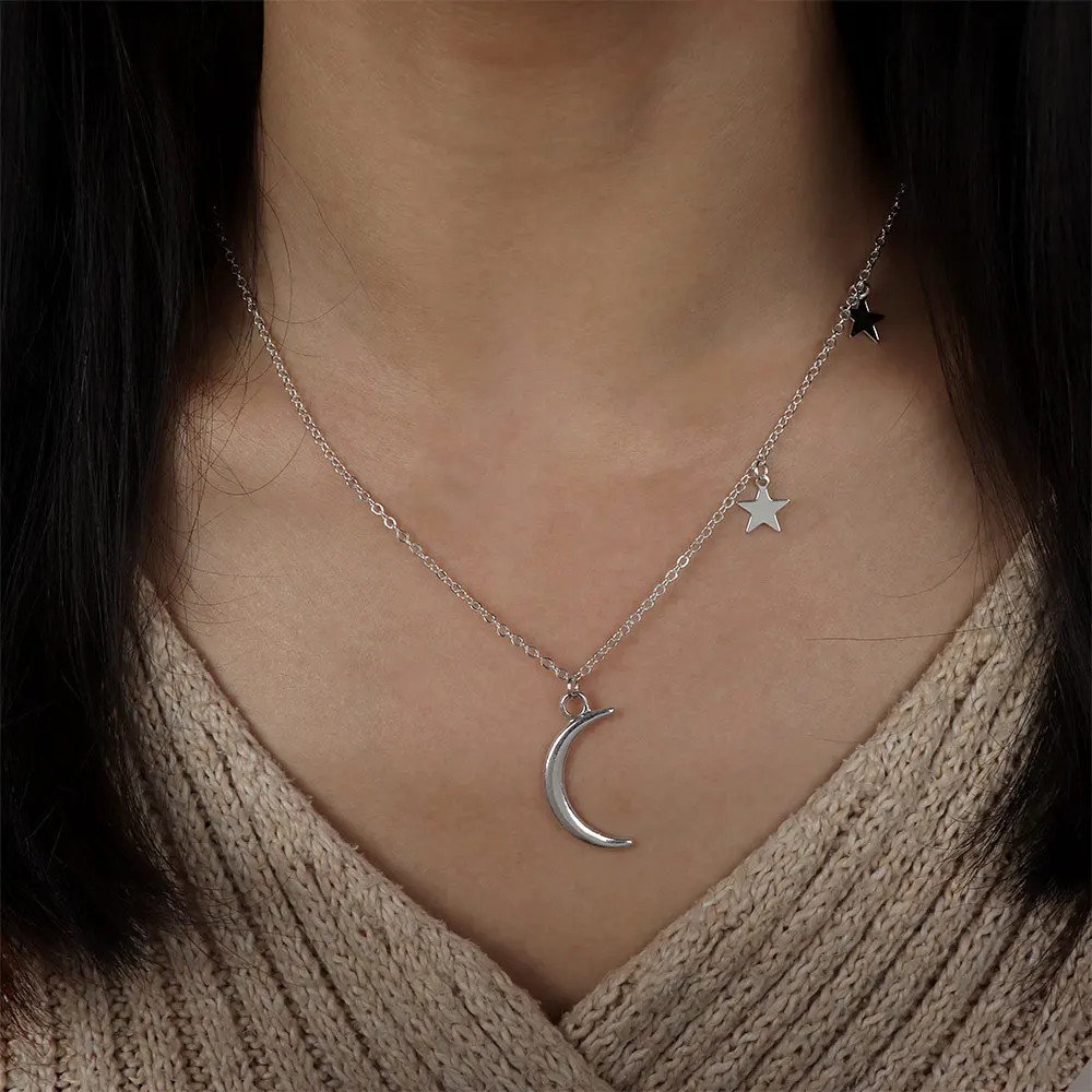 Классическое женское ожерелье Модные золотые и серебряные луна звезда ключицы