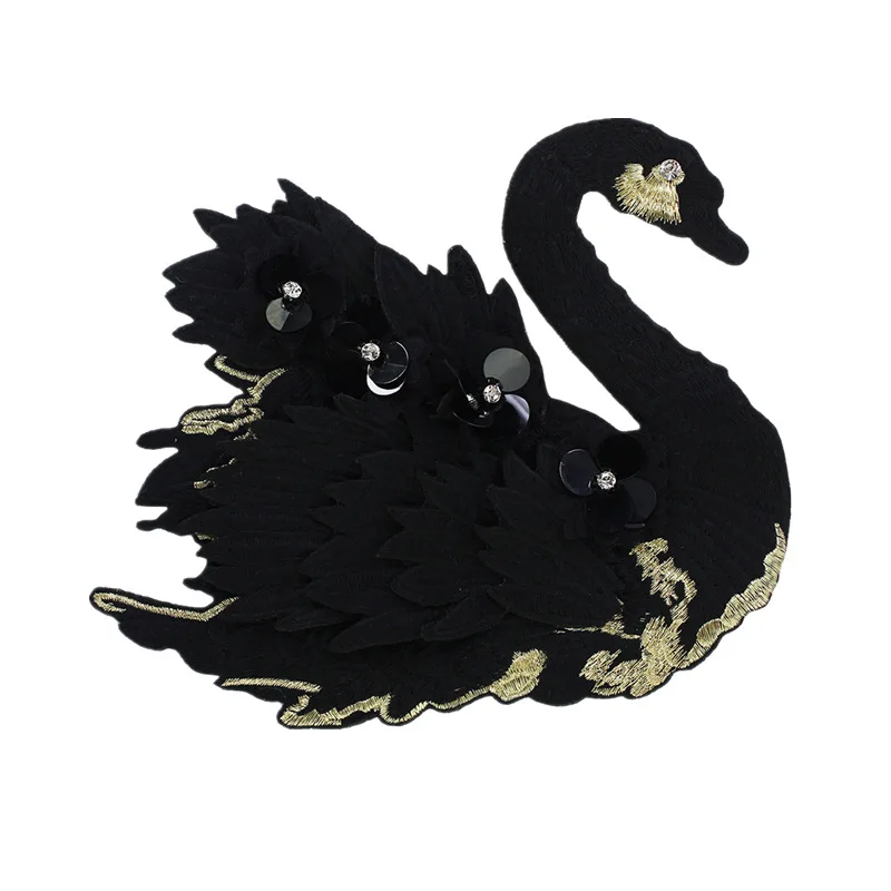 

Large Embroidery Swan Patches Sequin Flower Motifs Applique for Sweater Jacket Badge DIY Sewing Supplies