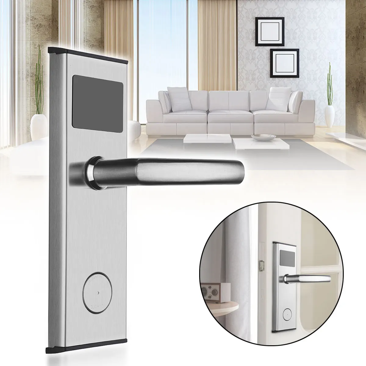 Safurance Digital Card Lock Security Stainless Steel Intelligent RFID Digital Card Key Unlock Hotel Door Lock System Door Locks