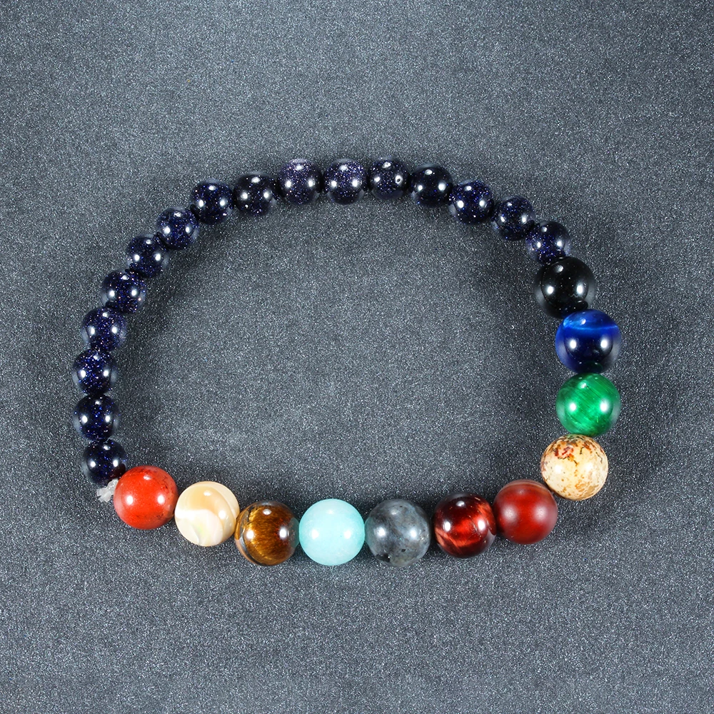 

Eight Planets Natural Stone Universe Men And Women Bracelet Yoga Wheel Galaxy Sun Lover System Bracelet Anniversary Gift
