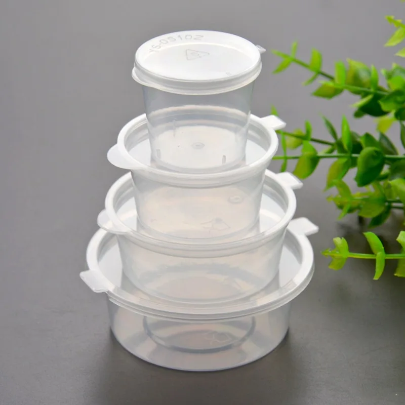 

100pcs High quality transparent sauce plastic cups 27ml 30ml small chili yogurt pudding taste takeaway packaging cup with lid