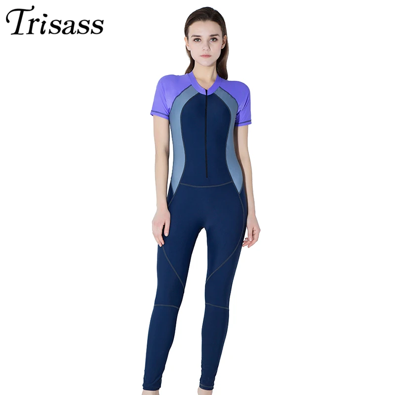 Trisass 2021 Новая Женская Профессиональная Цельный купальник с короткими рукавами
