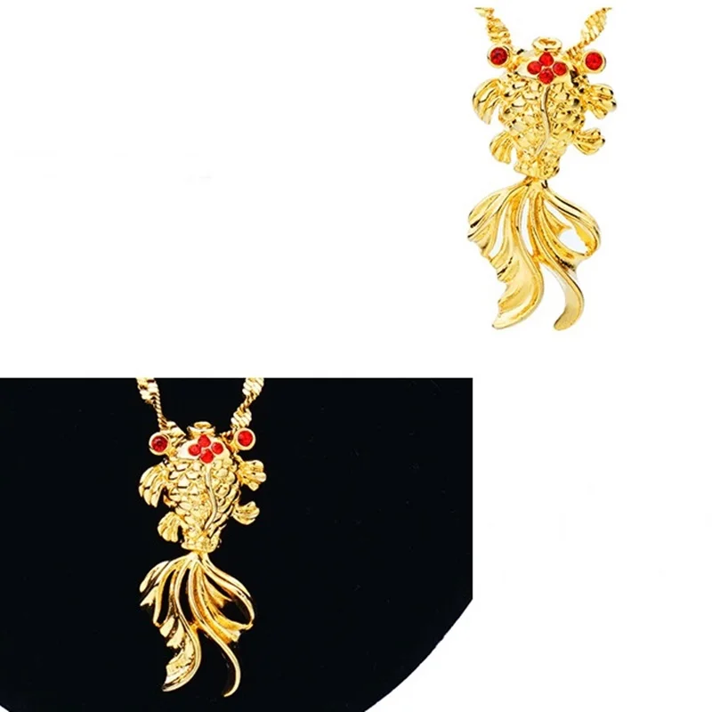 OMHXFC Wholesale European Fashion Woman Man Unisex Party Birthday Wedding Gift Goldfish Zircon 18KT Real Gold Charm Pendant PN95 | Украшения