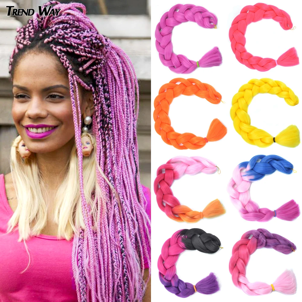 Синтетические 32-дюймовые Омбре Джамбо плетеные волосы длинные прямые пряди