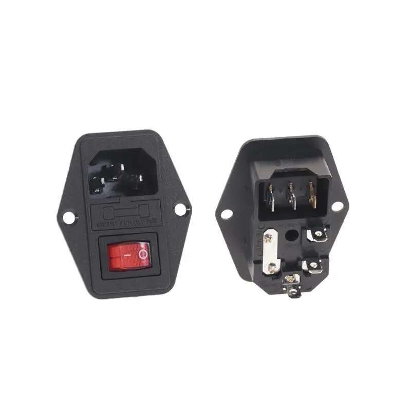 Новый красный кулисный выключатель с плавким предохранителем IEC320 C14 на входе