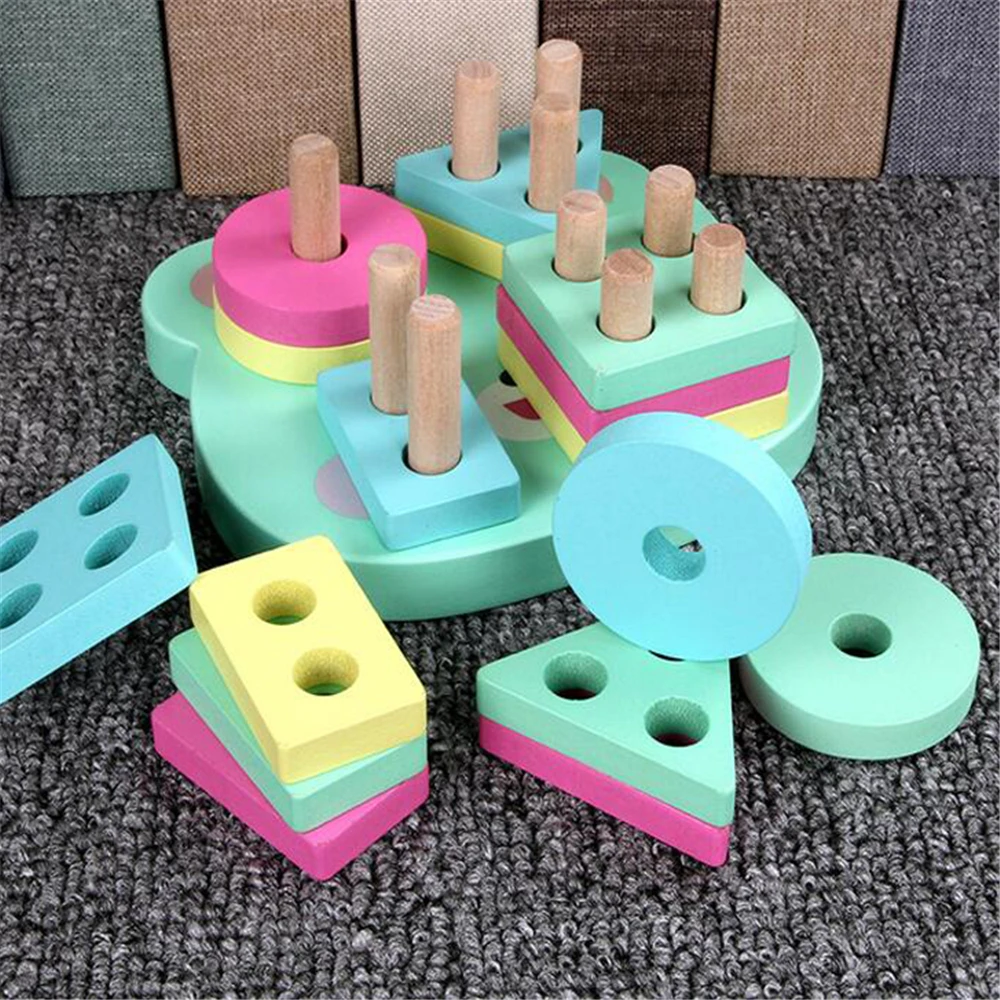 

Обучающие игрушки, мини-размер, деревянная игрушка Монтессори, строительная модель, Цветовая форма, детская игрушка для мальчиков и девочек...