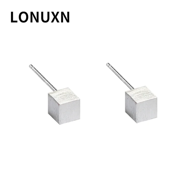 

A Pairs High Quality 925 Sterling Silver Geometry Square Charm Stud Earrings for Women Girls Lady Pendientes Jewelley Cute Gift