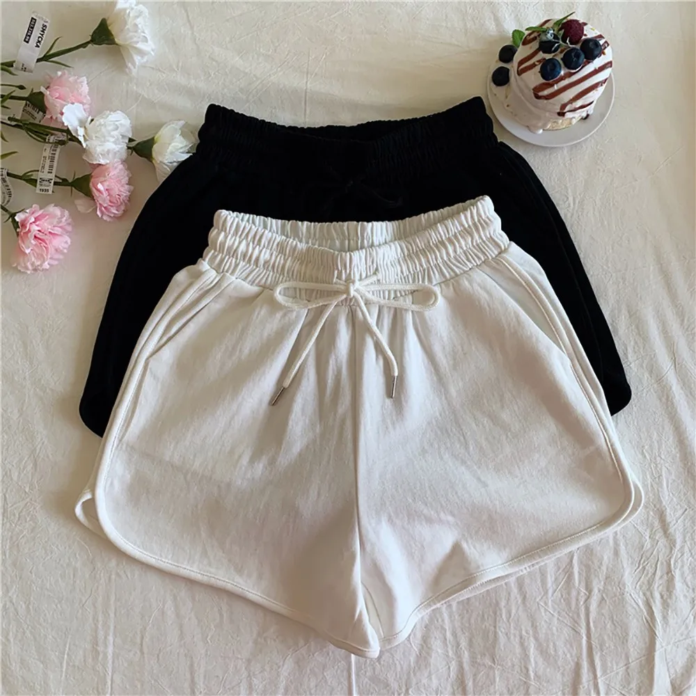 

Womens Casual Short Pants Drawstring Elastic Waist Solid Color Soft Sports Summer