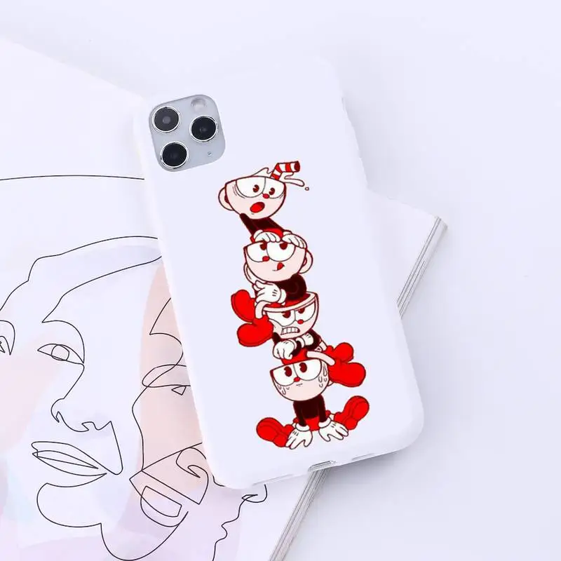 

Cute Cuphead game cartoon pattern Phone Case Candy Color for iPhone 6 7 8 11 12 s mini pro X XS XR MAX Plus