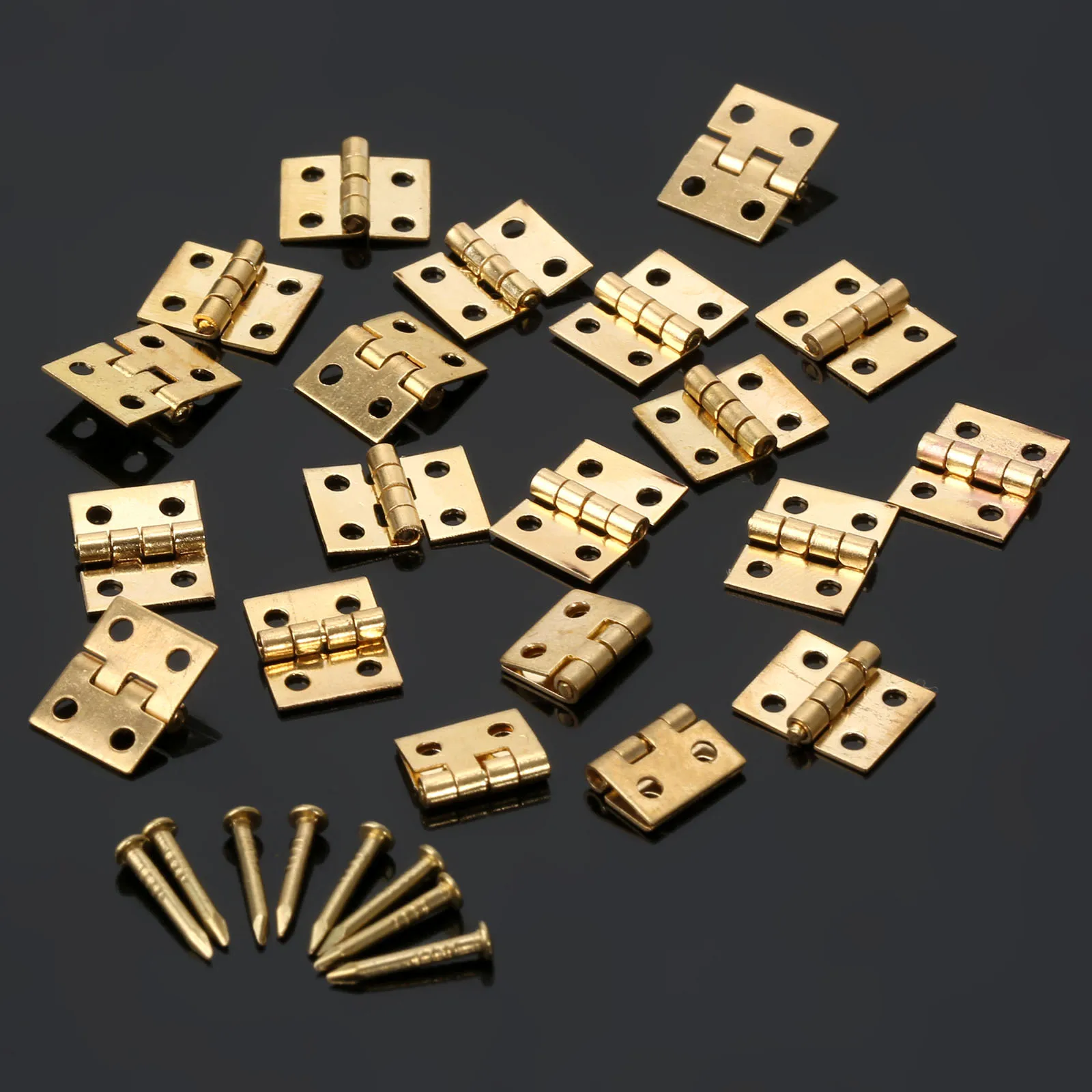 20Pcs Brass Mini Cupboard Hinge Furniture Fittings Decorative Jewelry Wood Box Cabinet Door Hinges Hardware 10x8mm | Обустройство