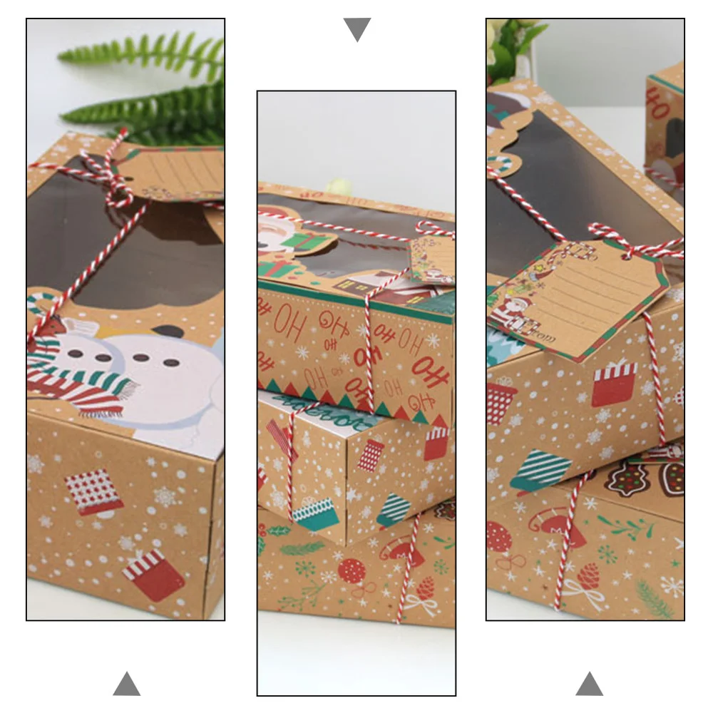 Cajas de galletas de Navidad, estuche port&aacute;til para hornear dulces, soportes de recuerdo de fiesta, 12 Uds.-3