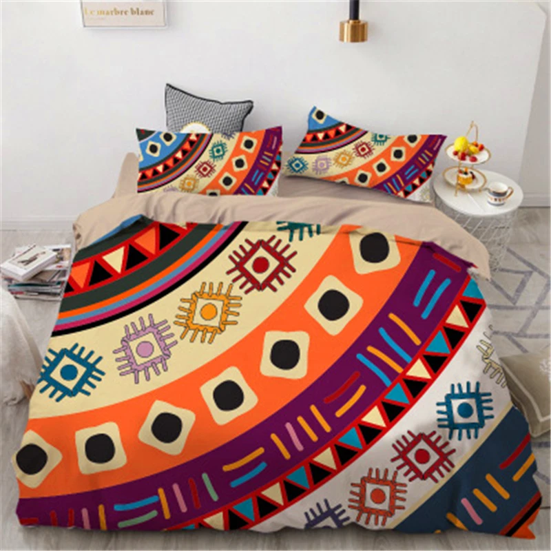 

4pcs Bohemia Style Bedding Set Polyester Home Textile Bed Sheet Quilt Cover Pillow Case duvet cover set queen king size